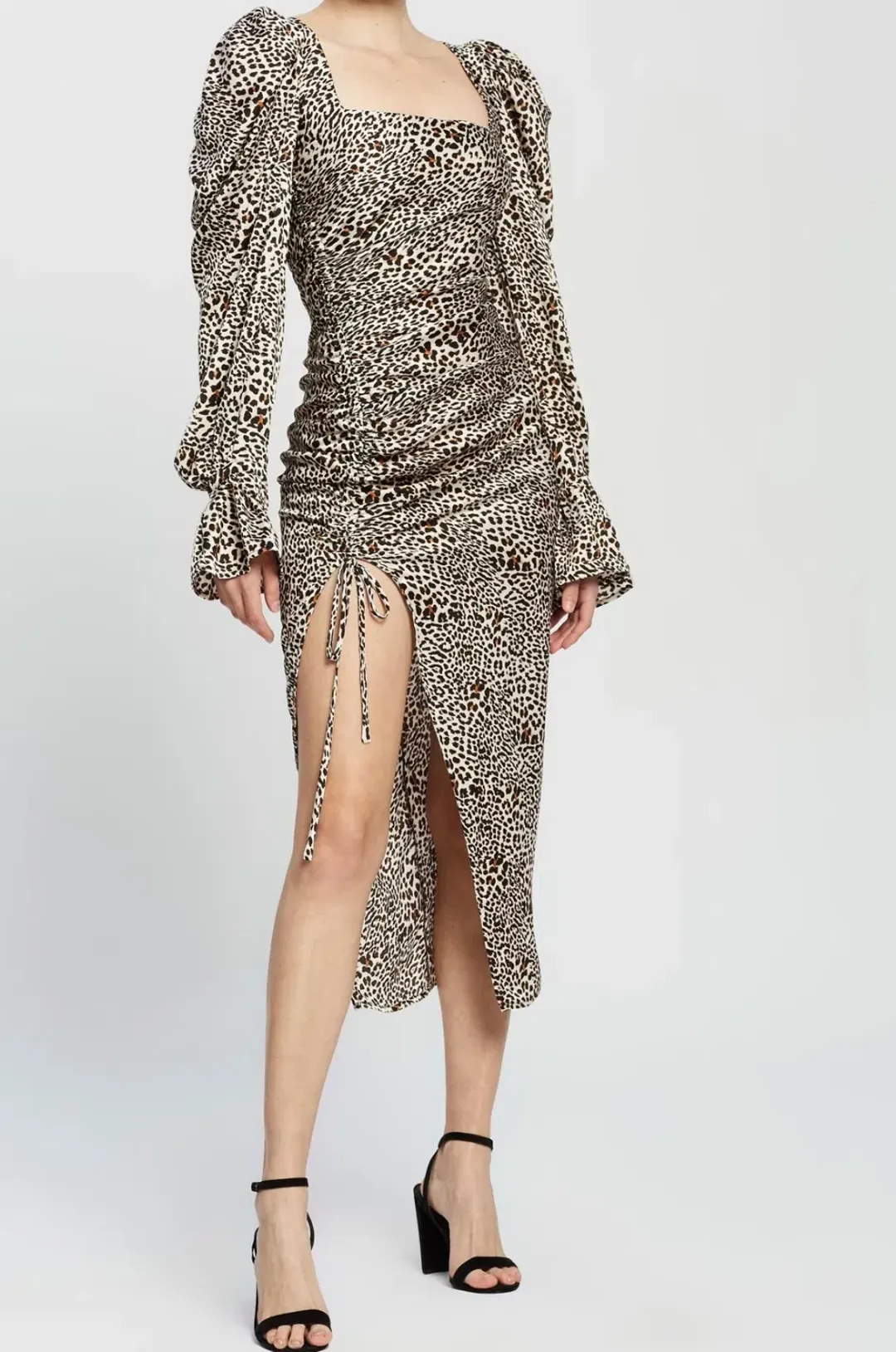 By Johnny Safari Slice Tulip Midi Dress Print Size 6 for rent on The Volte - main image