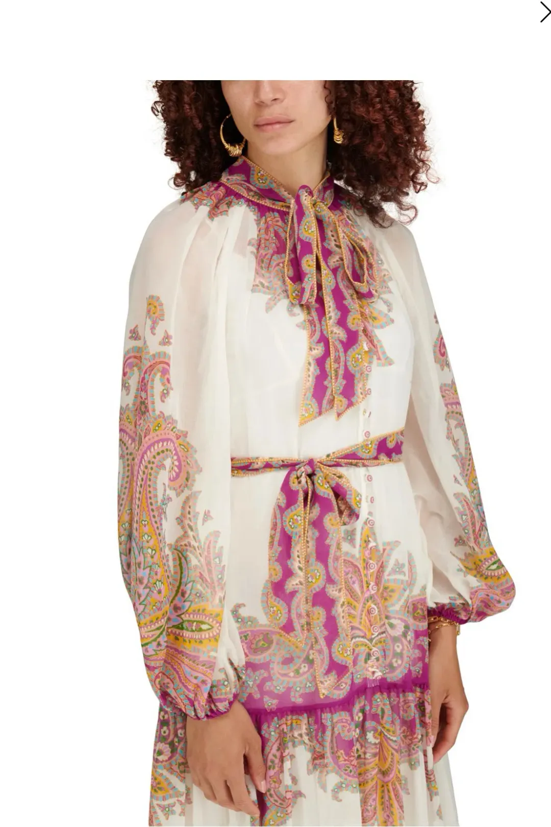 Zimmermann Teddy Tiered Midi Dress Multi Size 0P / AU 6 for rent on The Volte - main image