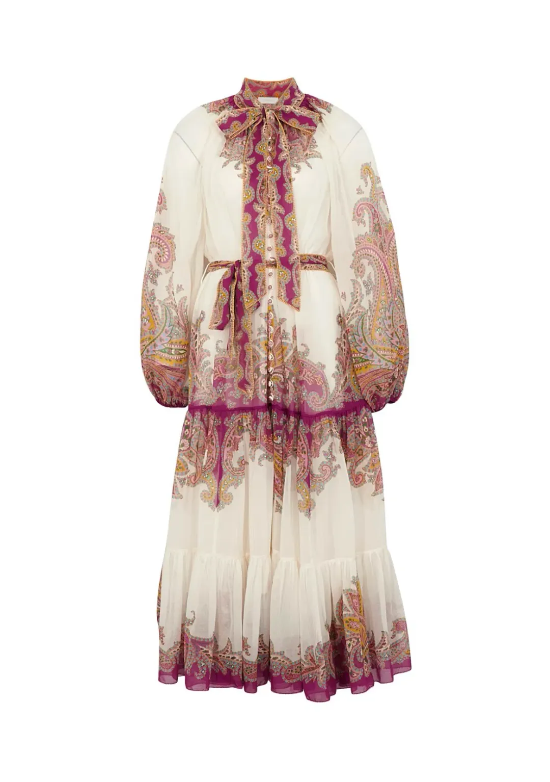 Zimmermann Teddy Tiered Midi Dress Multi Size 0P / AU 6 for rent on The Volte - main image