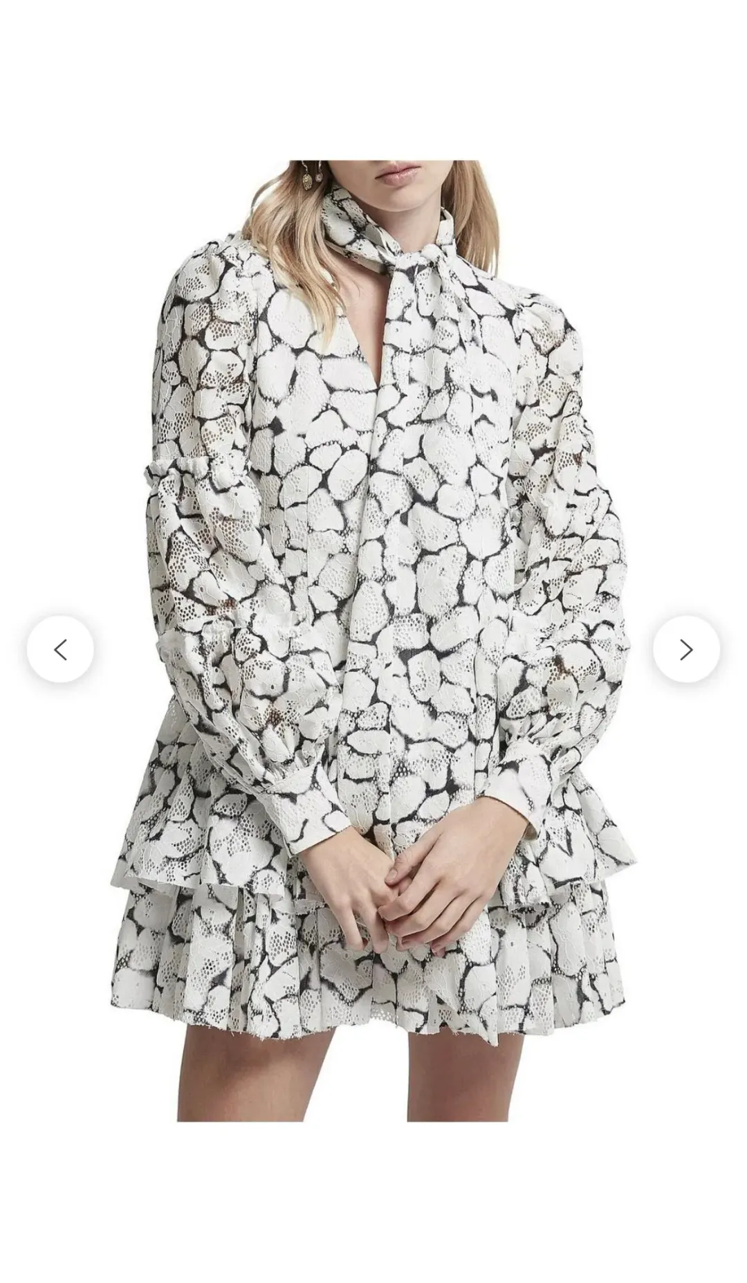 Aje Rebellion Lace Mini Dress Print Size 6 for rent on The Volte - main image