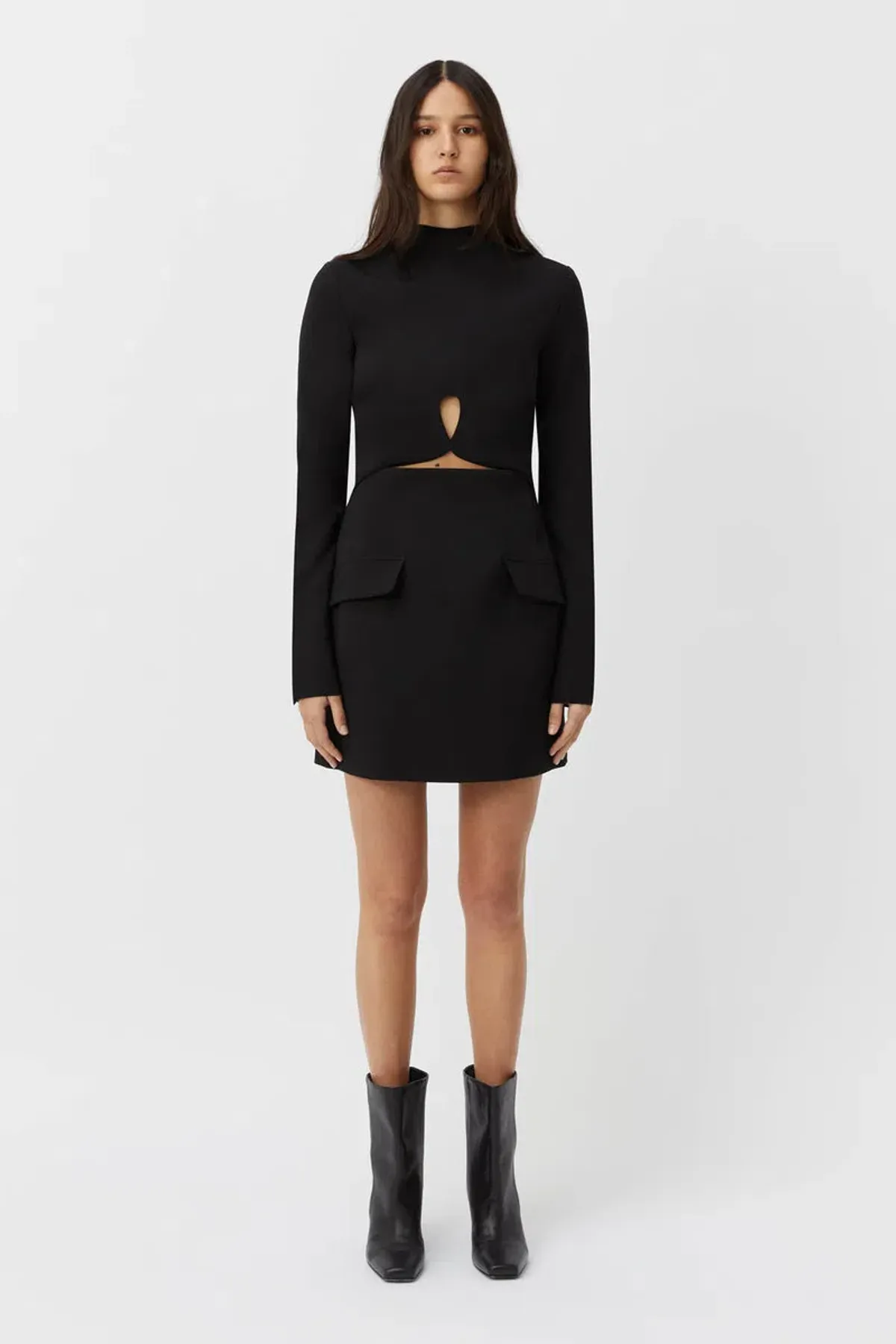 Camilla and Marc Ilona Long Sleeve Mini Dress Black Size 12 for rent on The Volte - main image