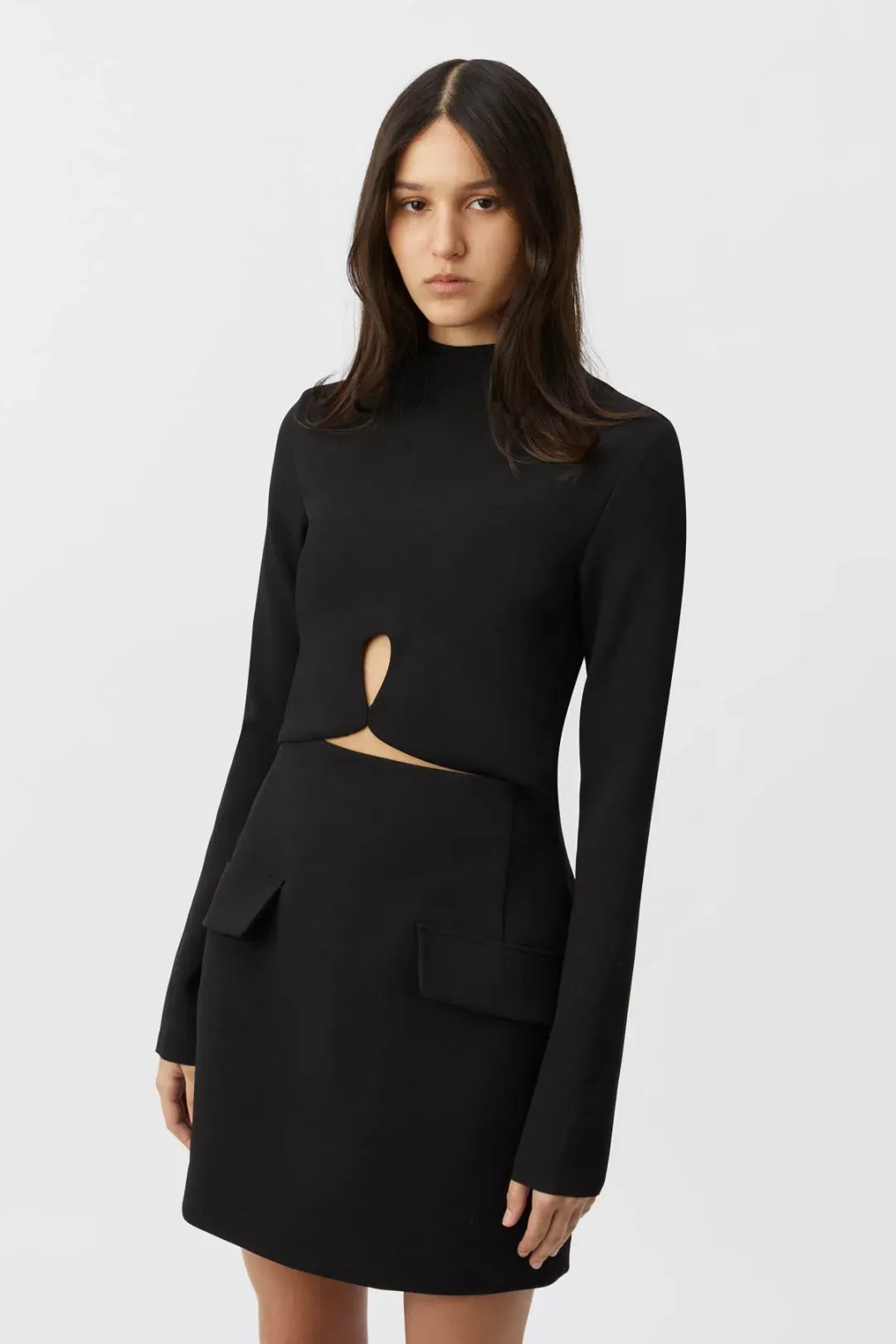 Camilla and Marc Ilona Long Sleeve Mini Dress Black Size 12 for rent on The Volte - main image