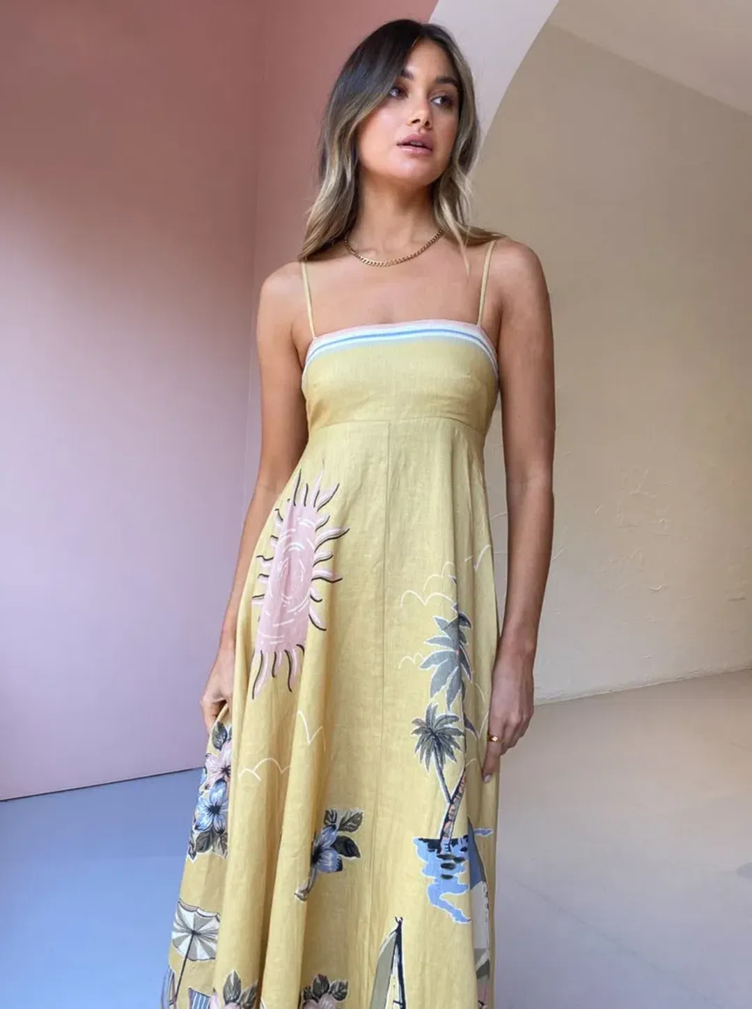 Alemais Sunset Shades Sundress Yellow Size 12 for rent on The Volte - main image