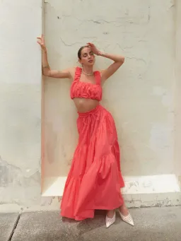 Sheike Scandal Crop Top and Skirt Set Watermelon/Coral Size 6  for rent on The Volte - image 1