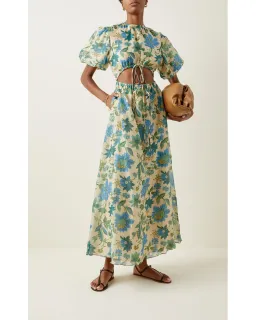 Sir the Label Celia Puff Sleeve Midi Dress Marguerite Print Size 3 AU 12/L for rent on The Volte - image 2