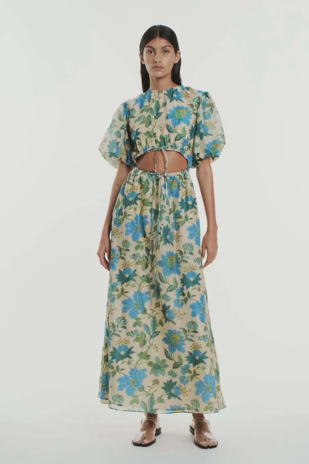Sir the Label Celia Puff Sleeve Midi Dress Marguerite Print Size 3 AU 12/L for rent on The Volte - main image