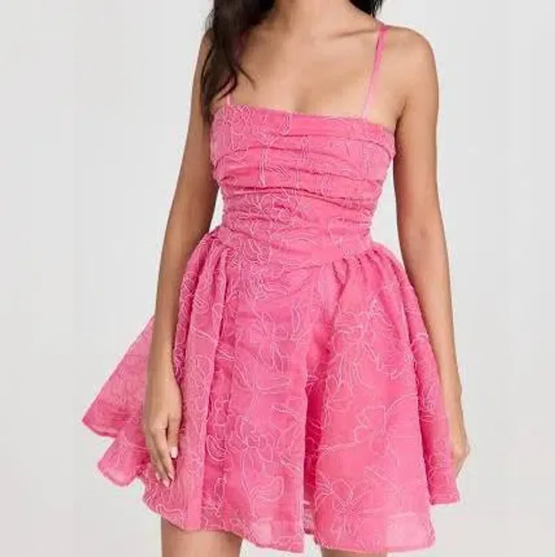 Aje Evangeline Cornelli Mini Dress Pink Size 6 for rent on The Volte - main image
