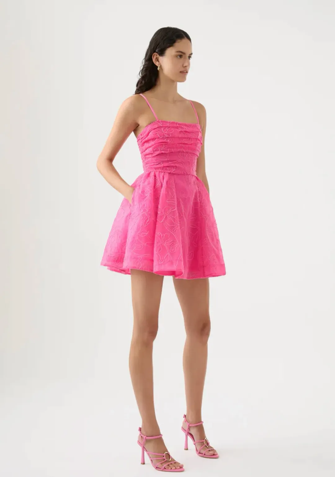 Aje Evangeline Cornelli Mini Dress Pink Size 6 for rent on The Volte - main image