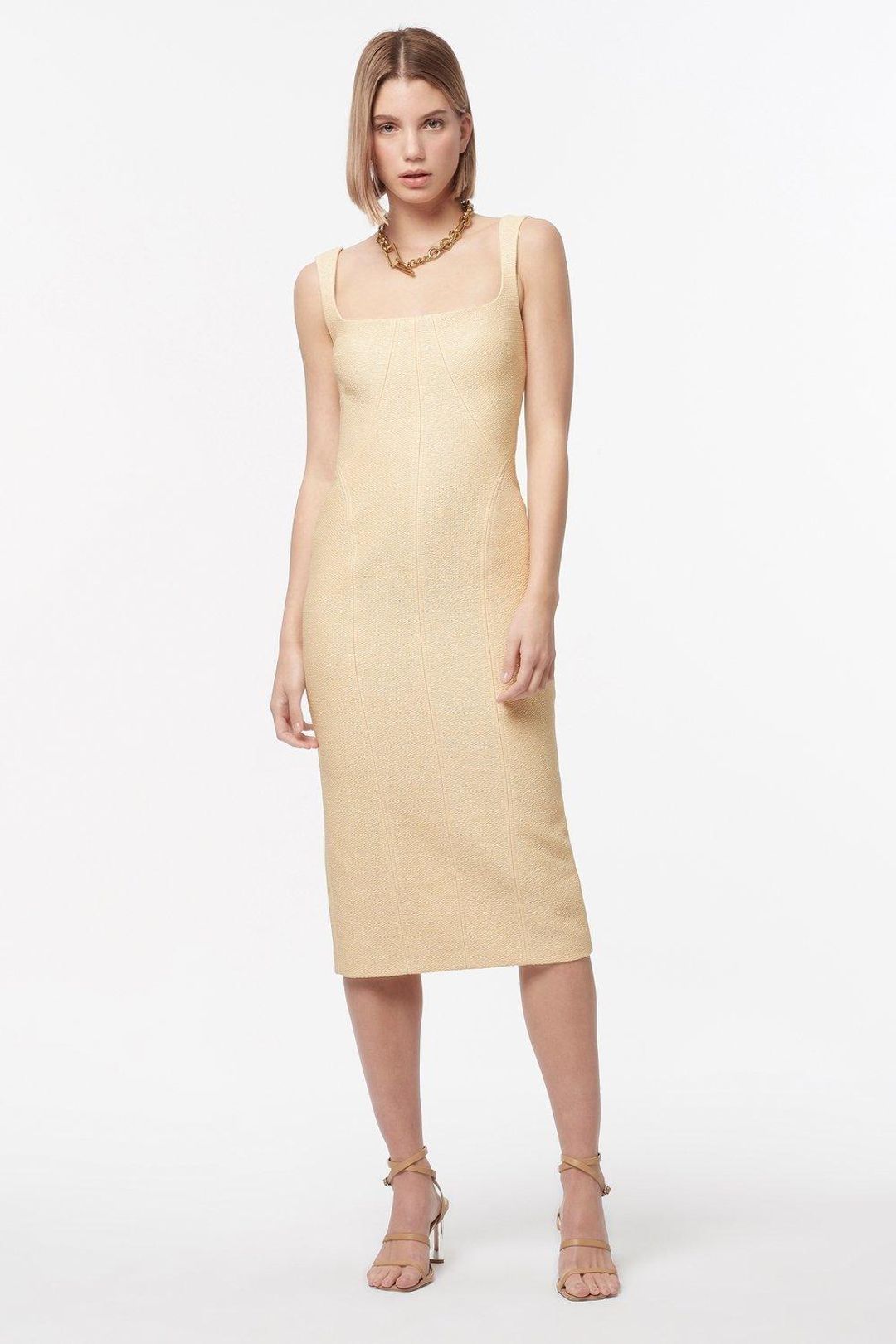 Manning Cartell Neo Classic Midi Dress in Almond (GOLD) size 10 for rent on The Volte - main image