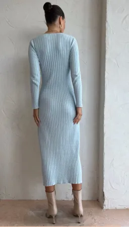 By Nicola Astrology Midi Knit Dress In Ice Blue Size AU 8 for rent on The Volte - image 2