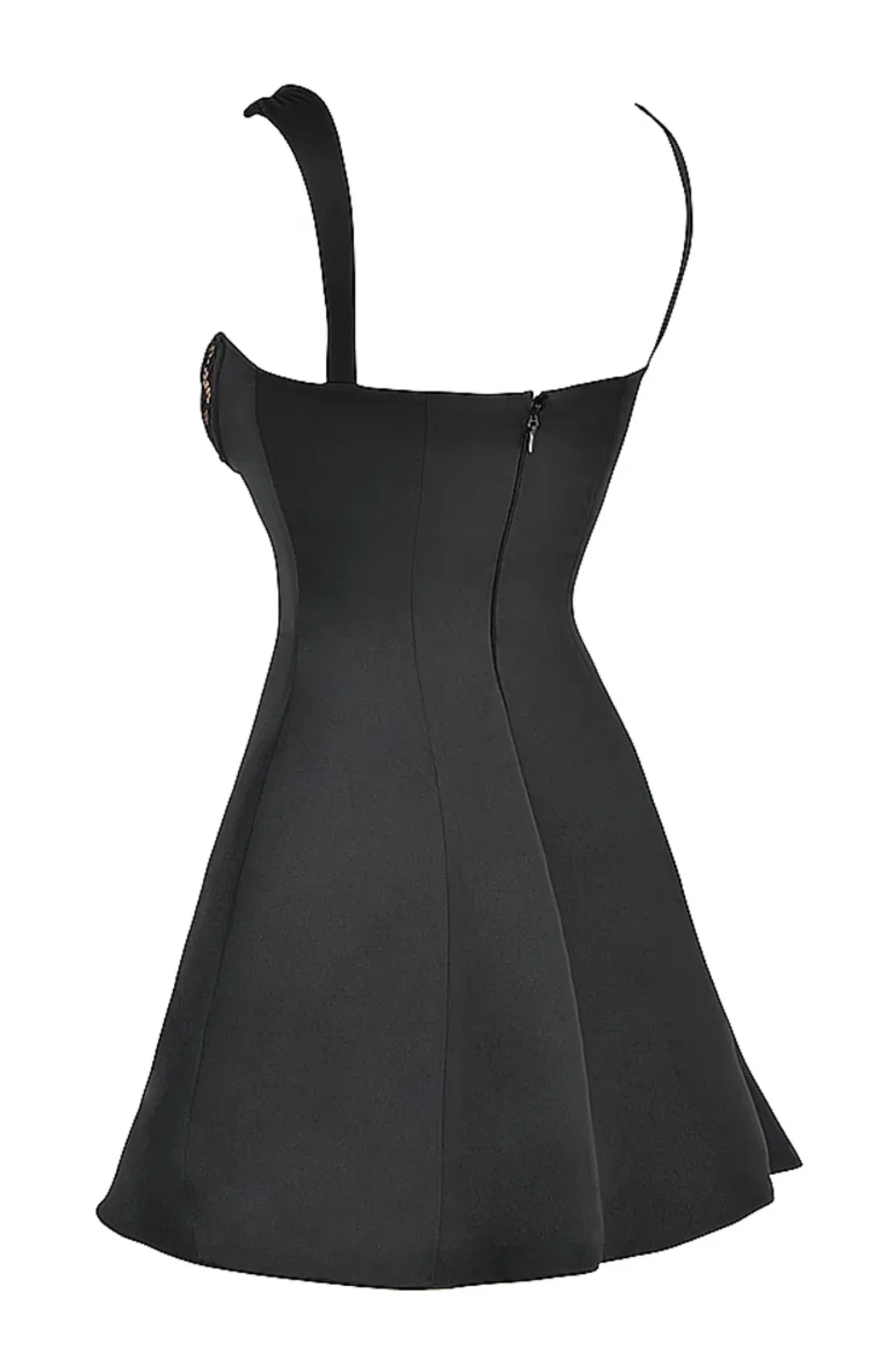 House of CB Adriana Satin and Lace Mini Dress Black Size L / AU 12 for rent on The Volte - main image