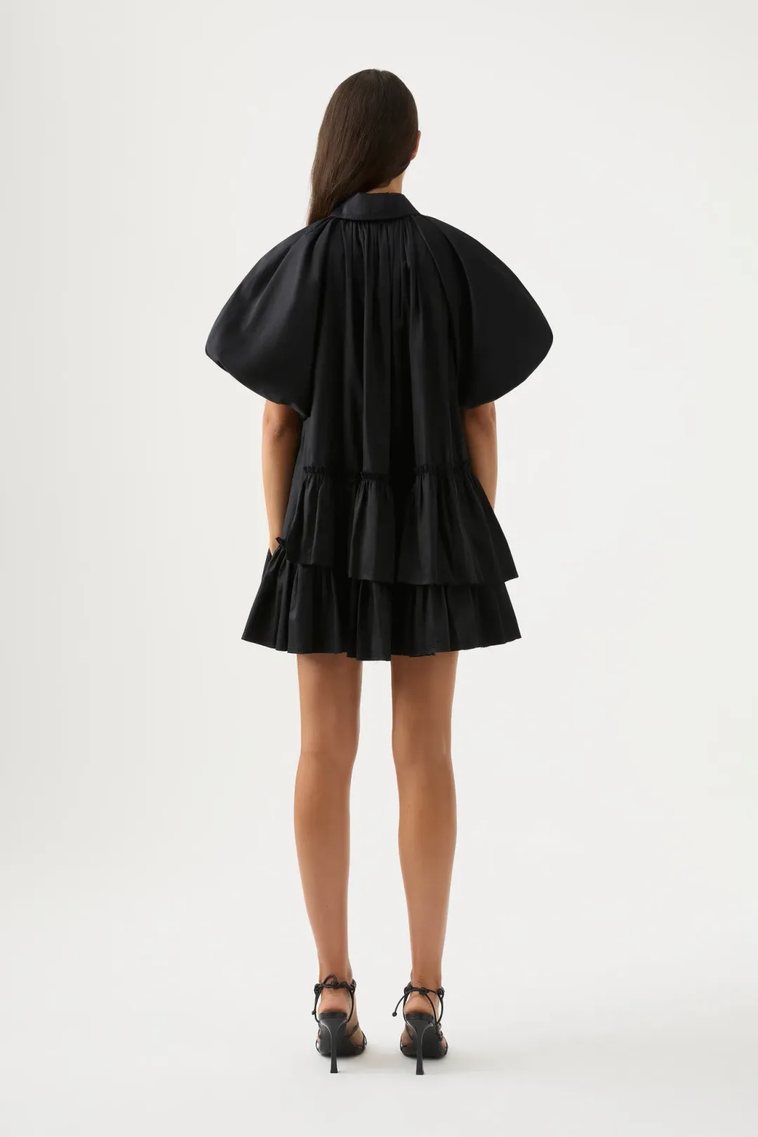 Aje  Ambience Smock Mini Dress Black Size 4 for rent on The Volte - main image