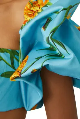 Leo Lin Marguerite Bleu Puff Top & Skirt Set Floral Size 6 for rent on The Volte - image 3