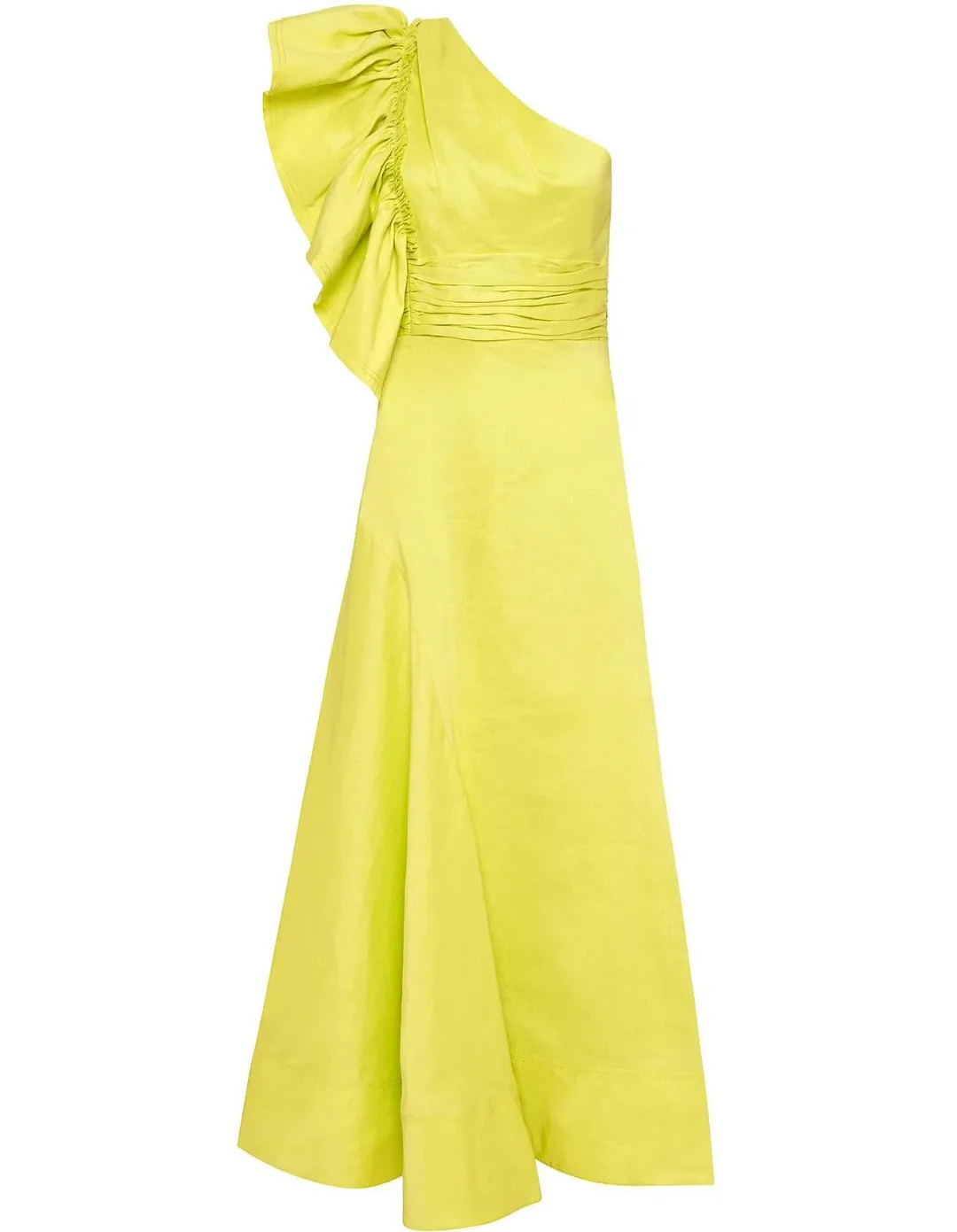 Aje Bonjour Asymmetric Midi Dress Lime Green Size 10 for rent on The Volte - main image