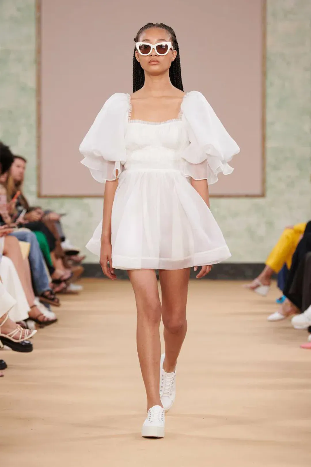 Aje Astrid Tie Back Mini Dress Ivory Size 10 for rent on The Volte - main image