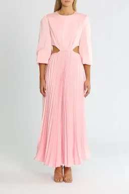 Elle Zeitoune Satin Long Sleeve Midi Candy Pink Size 14 for rent on The Volte - image 1