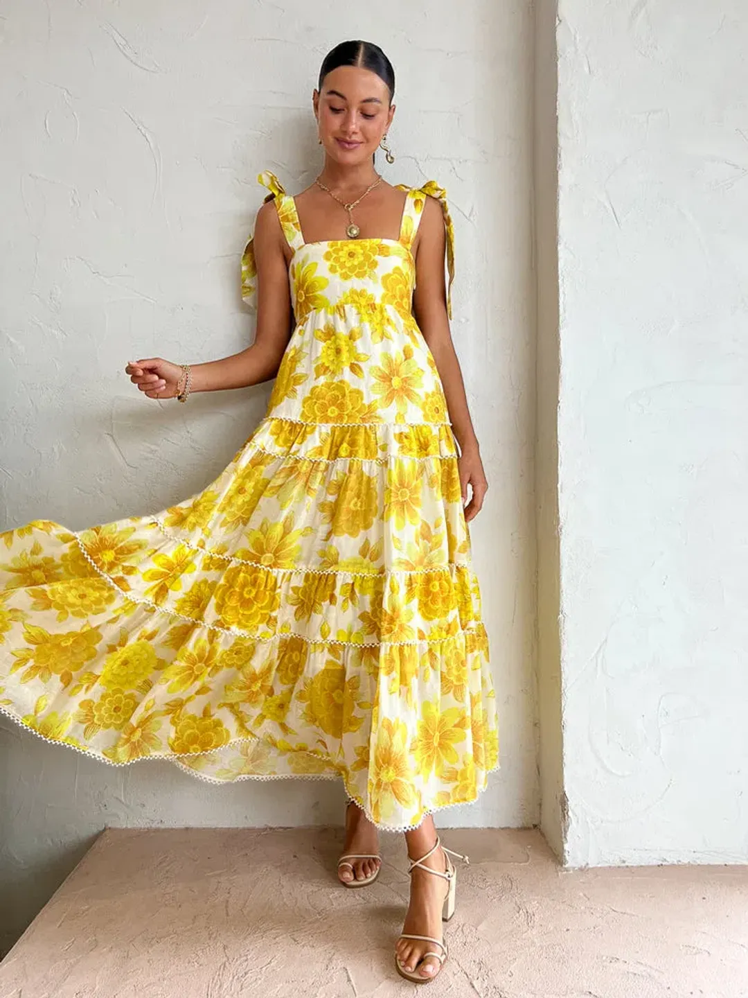 Alemais Sonny Midi Dress in Lemon Size 10 for rent on The Volte - main image