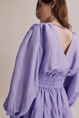 Country Road  Gathered Detail Mini Dress Lilac Size 8 for rent on The Volte - image 2