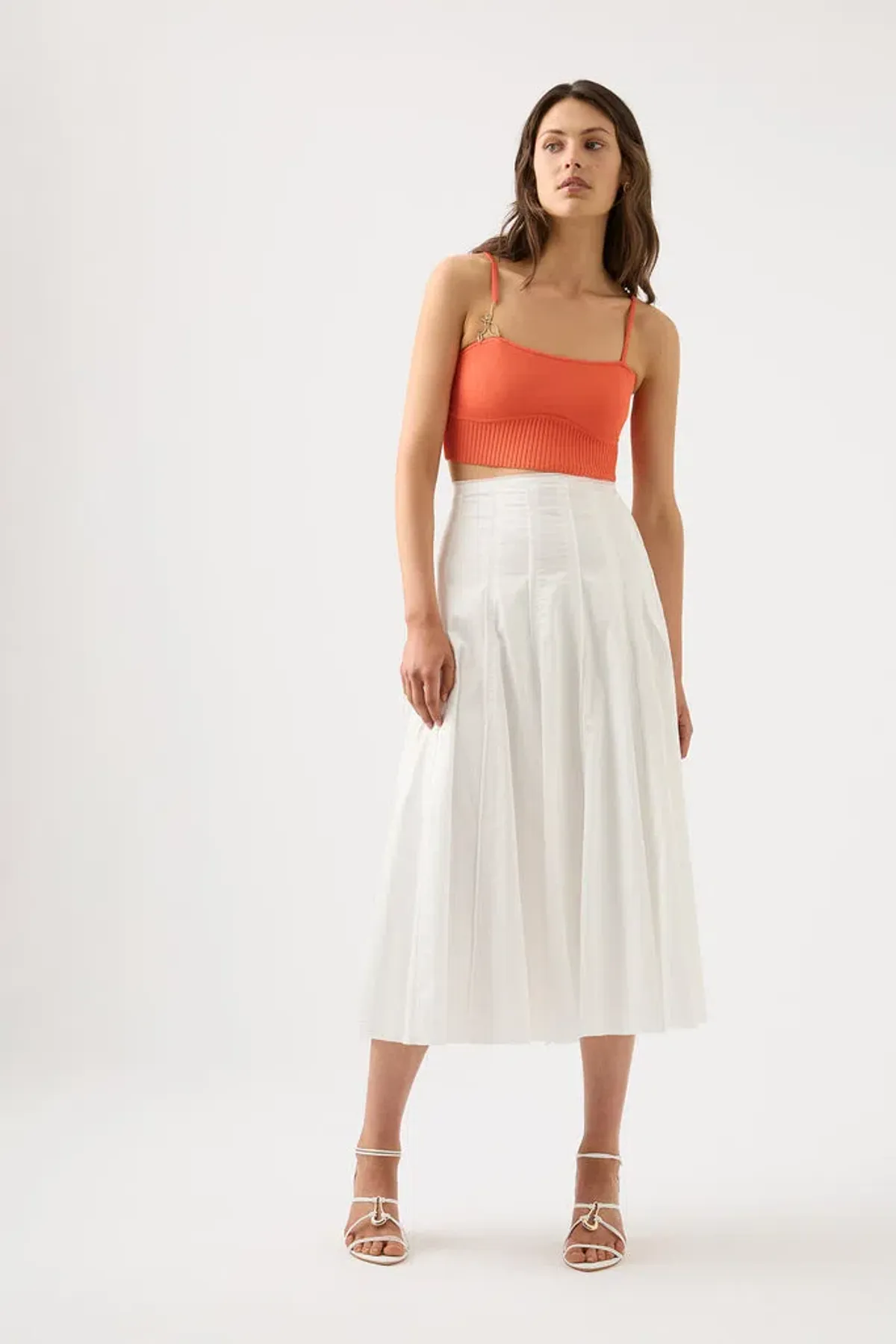 Aje Lucia Knit Bustier Top Coral Orange Size M/10 for rent on The Volte - main image