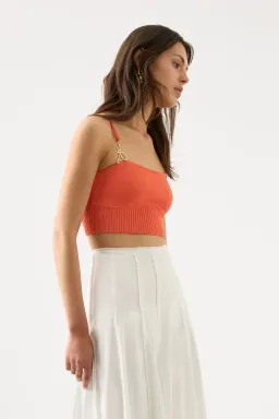 Aje Lucia Knit Bustier Top Coral Orange Size M/10 for rent on The Volte - image 3