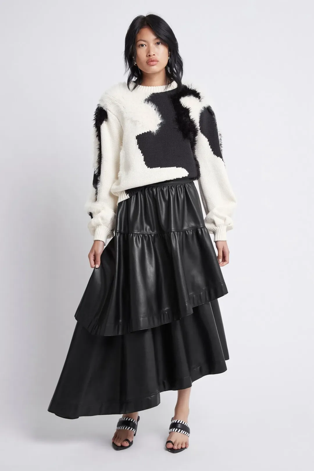 Aje Idyllic Faux Leather Black Skirt Size 12 for rent on The Volte - main image