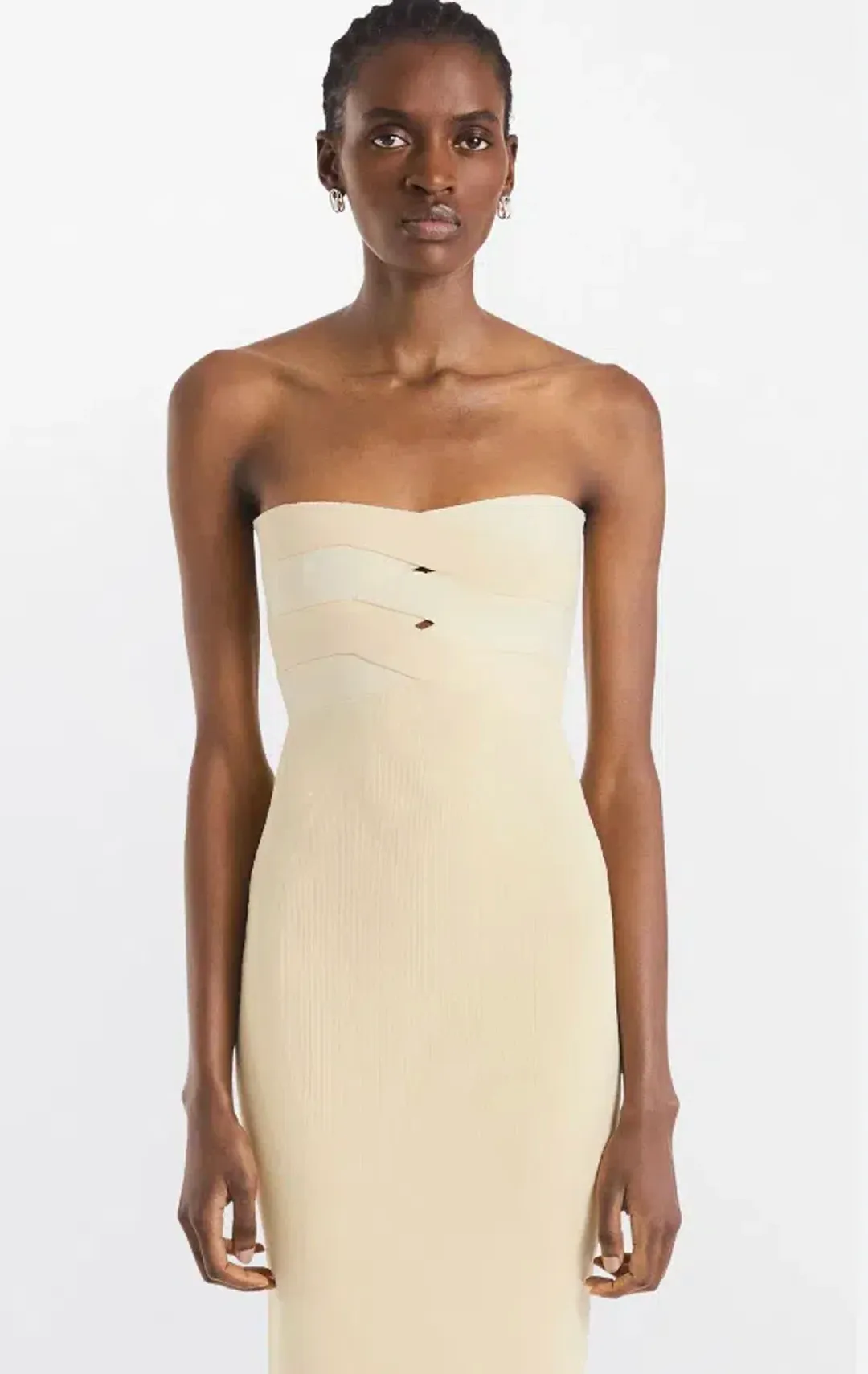 Dion Lee Interlock Bustier Midi Dress Cream Size AU 6 for rent on The Volte - main image