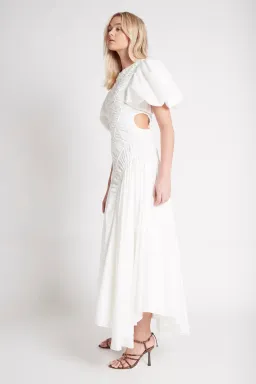 Aje Siren Drawstring Dress White Size AU 6 for rent on The Volte - image 2