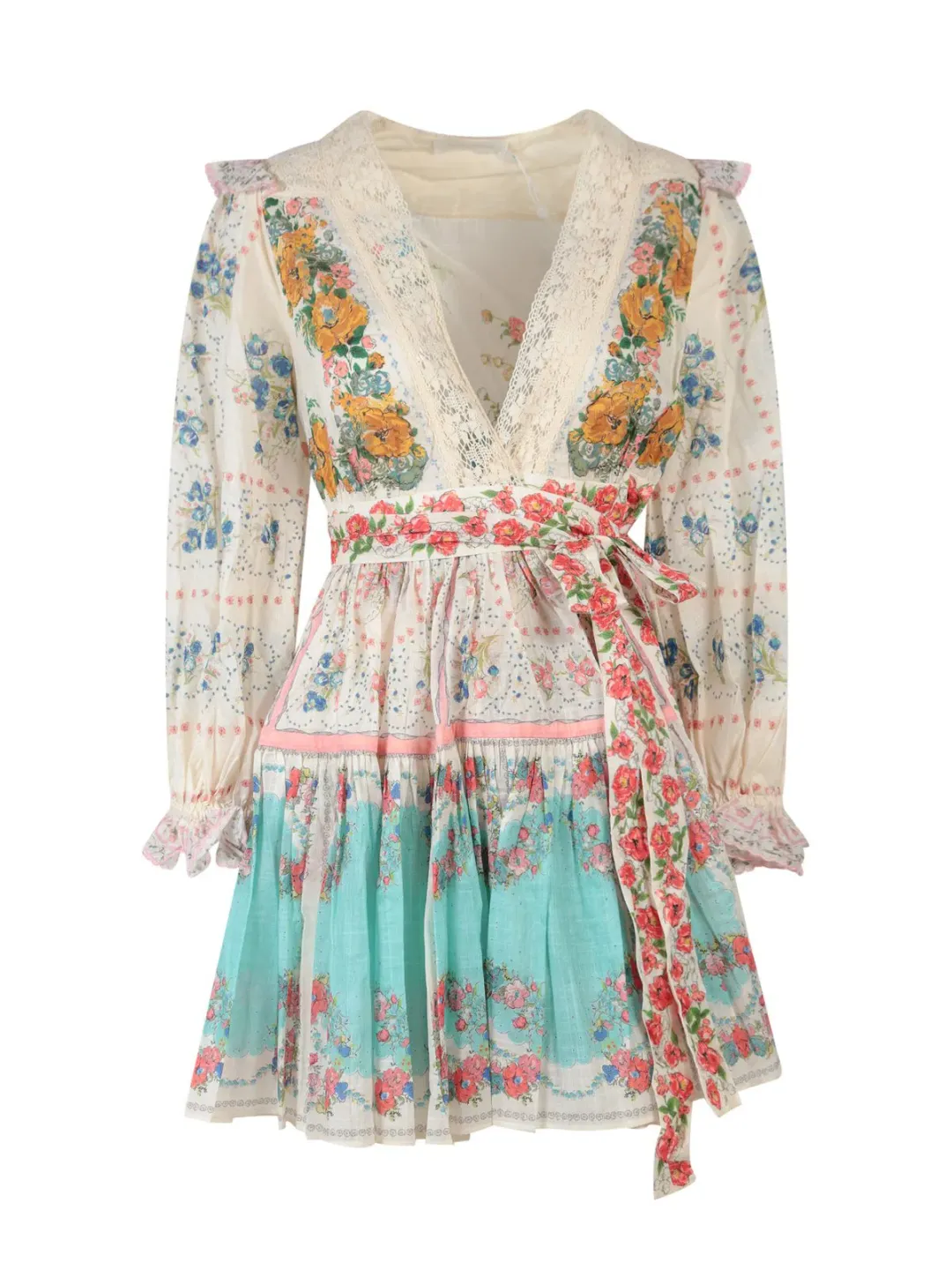 Zimmermann Clover Patched Wrap Mini Dress Multi Size 0 / AU 6 for rent on The Volte - main image