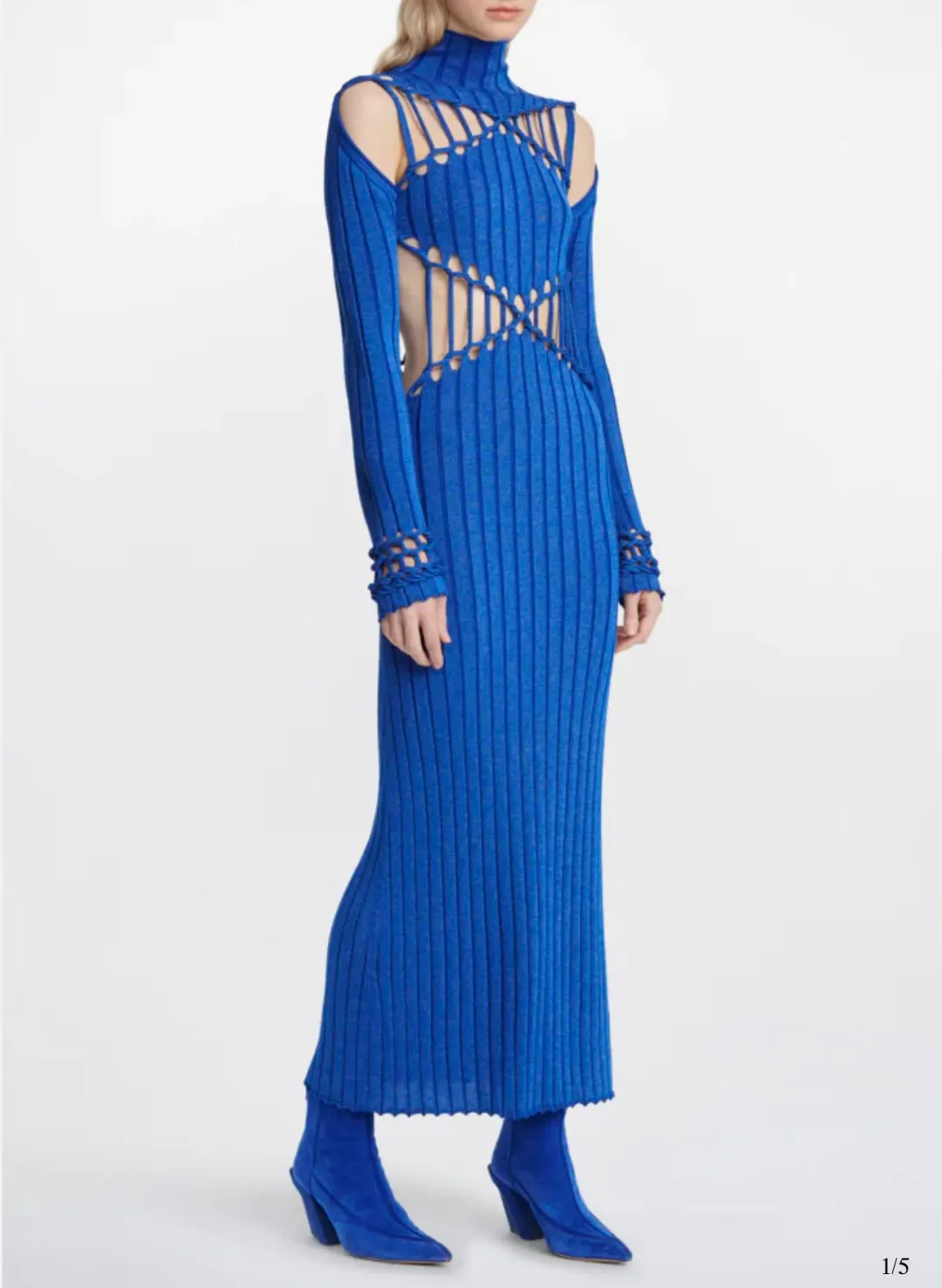 Dion Lee Braid Reflective Dress Blue Silver Size 8  for rent on The Volte - main image