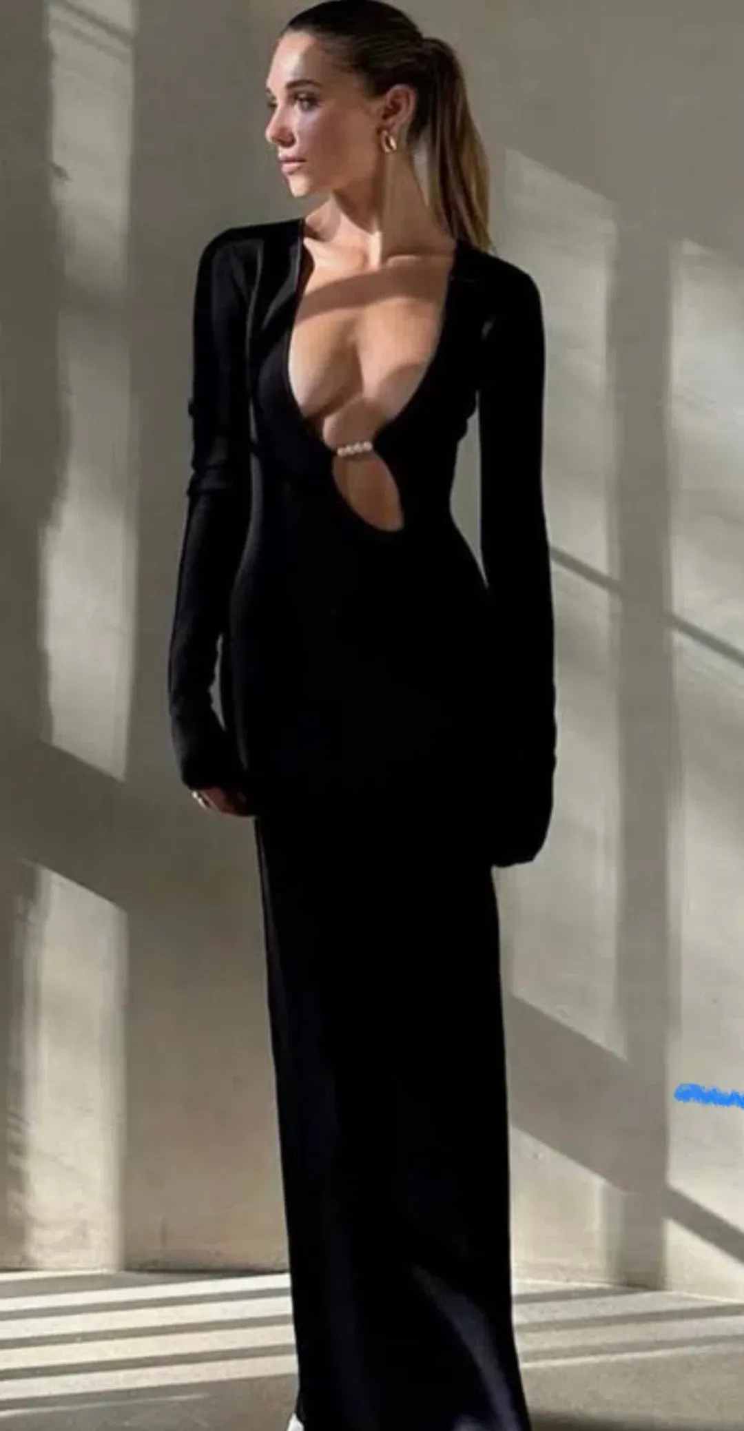 Sir the Label Kinetic Beaded Long Sleeve Maxi Dress Black Size 8 for rent on The Volte - main image