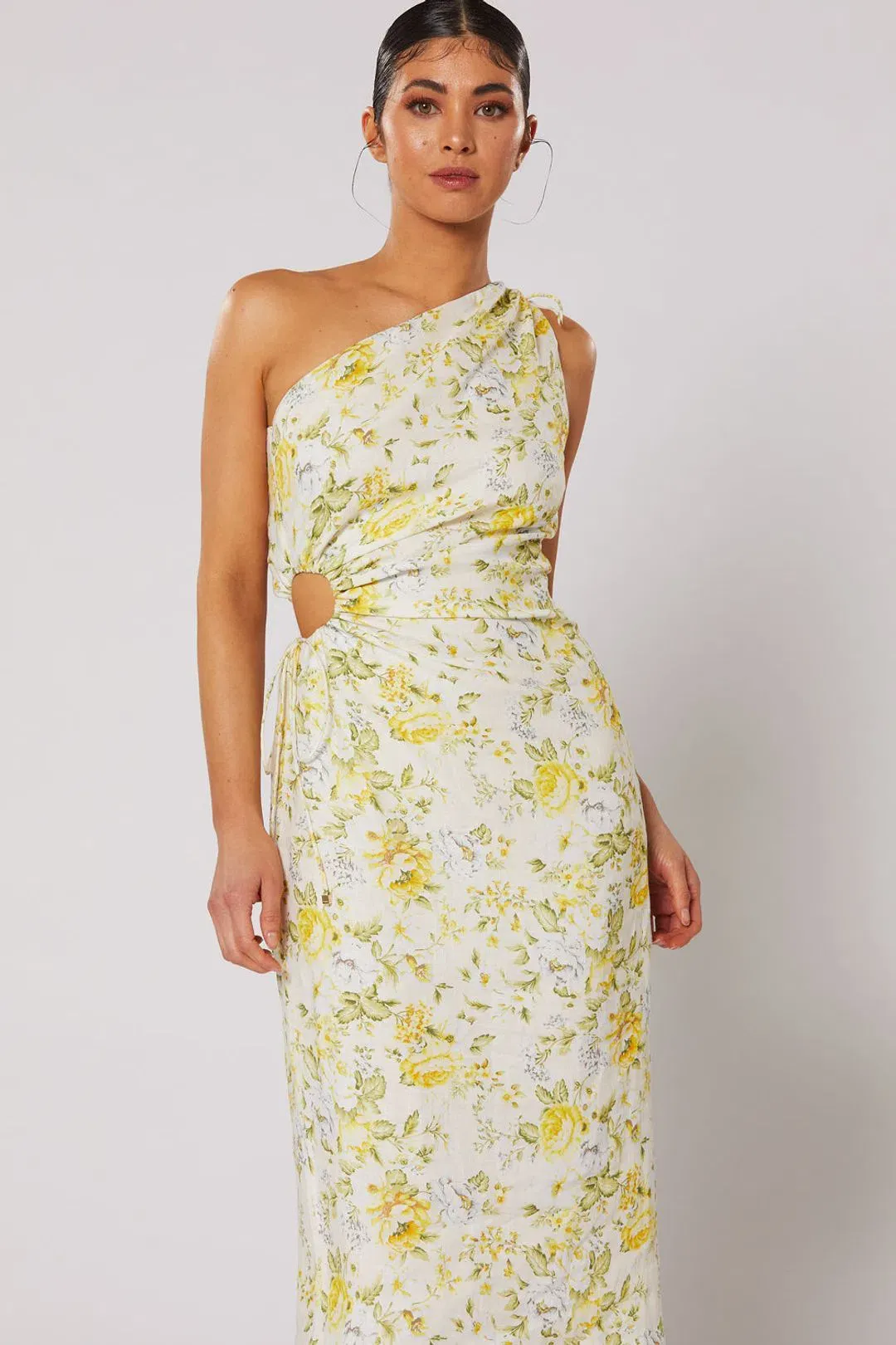 Winona Limette One Shoulder Dress Floral Size 8 for rent on The Volte - main image