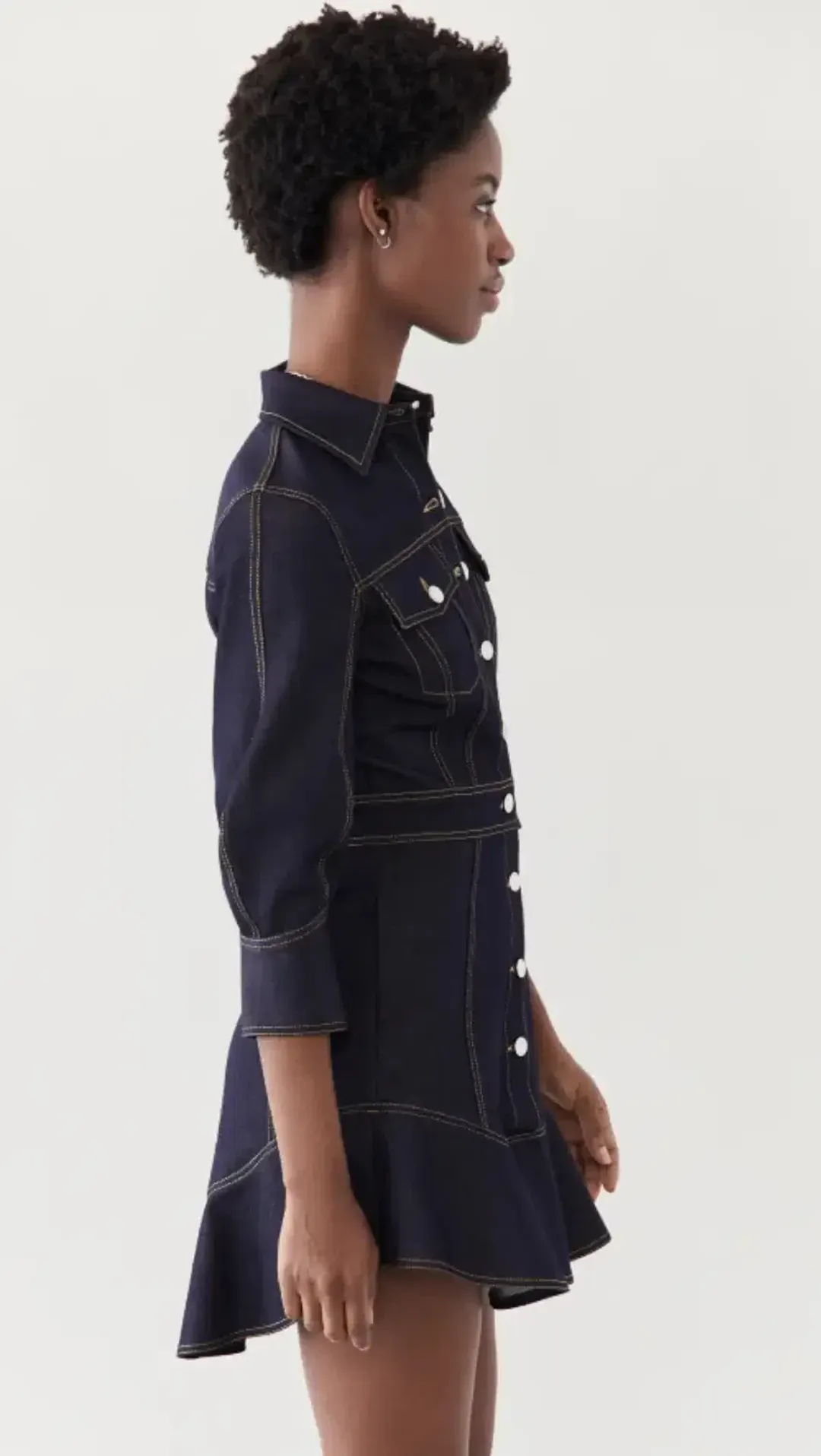 Brandon Maxwell Stretch Denim Button Down Dress Blue Size 2/Au 6 for rent on The Volte - main image