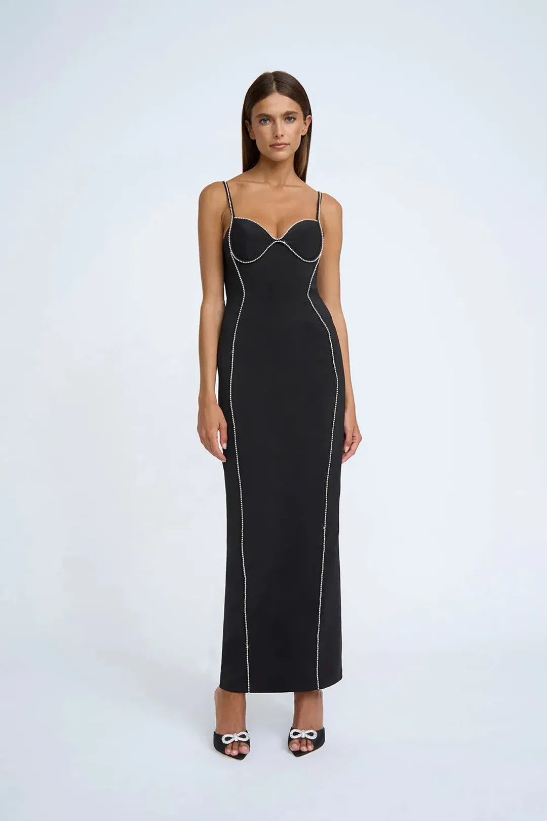 By Johnny Femmina Diamond Pipe Midi Dress Black Size 8 for rent on The Volte - main image