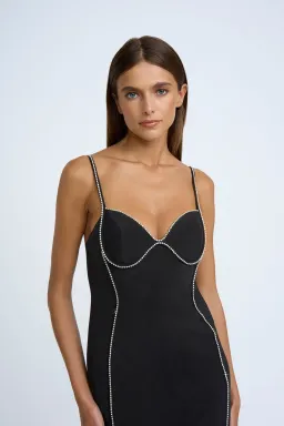 By Johnny Femmina Diamond Pipe Midi Dress Black Size 8 for rent on The Volte - image 2