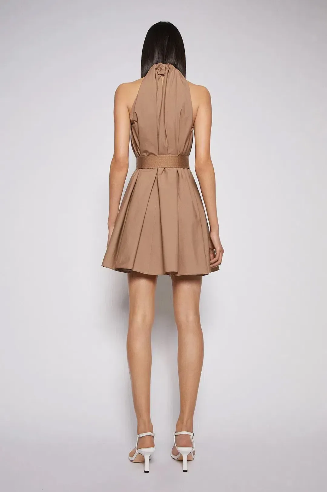 Scanlan Theodore Cotton Strapping Mini Dress Cashew Size 8 for rent on The Volte - main image