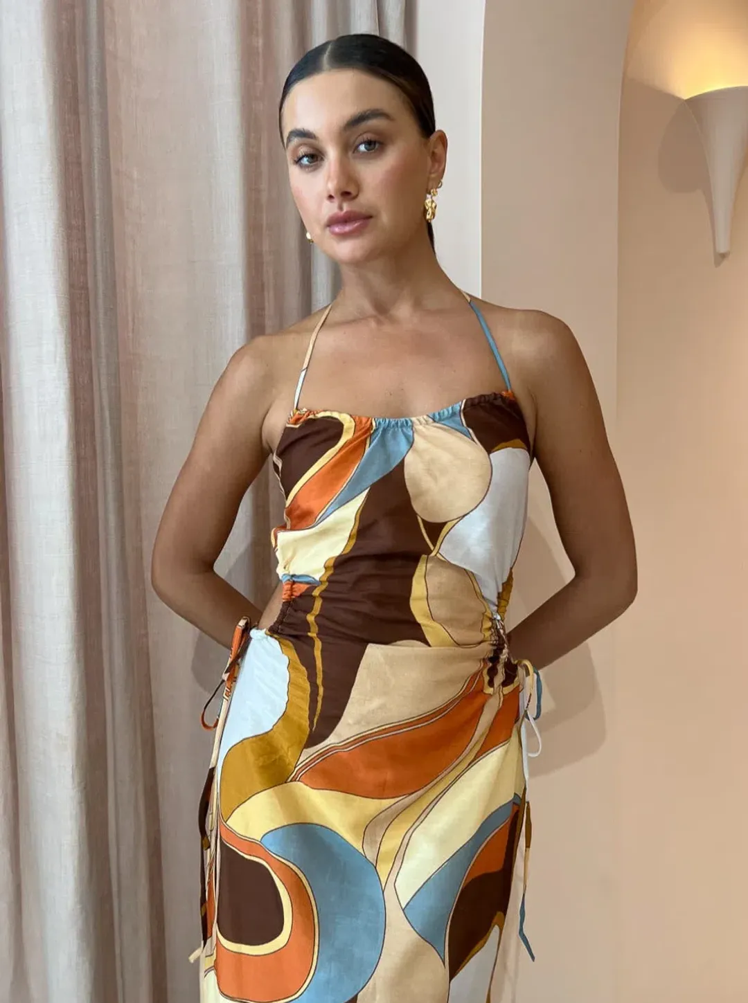 Sir the Label Vista Halter Midi Dress in Vista Print Size 12 for rent on The Volte - main image