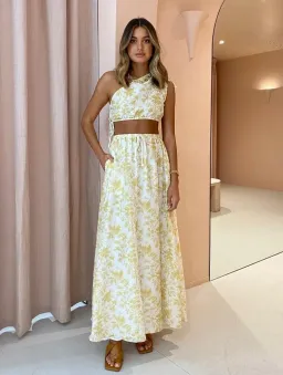 Sir the Label Clementine One Shoulder Top and Maxi Skirt Set Ivory Clementine Size 8 for rent on The Volte - image 1