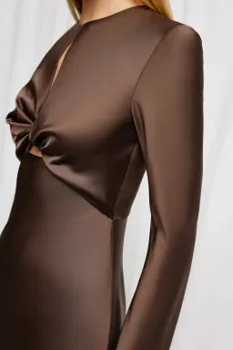 Significant Other Molly Satin Midi Dress Chocolate Size 12 for rent on The Volte - image 4