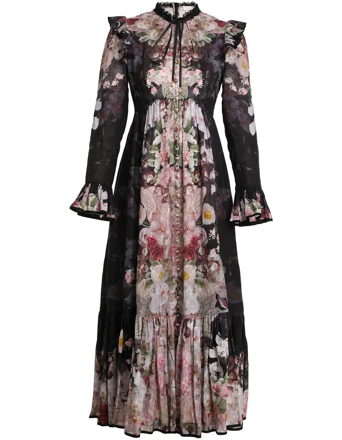 Zimmermann Dancer Tie Neck Midi Dress Floral Size 2 / AU 12 for rent on The Volte - main image