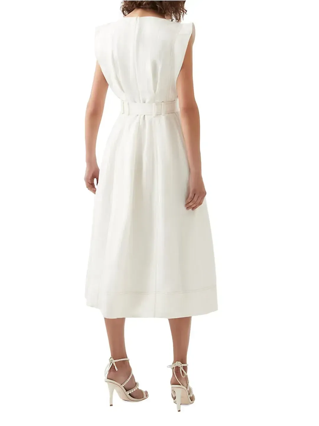 Aje  Beacon Structured Midi Dress Cream Size 10 for rent on The Volte - main image