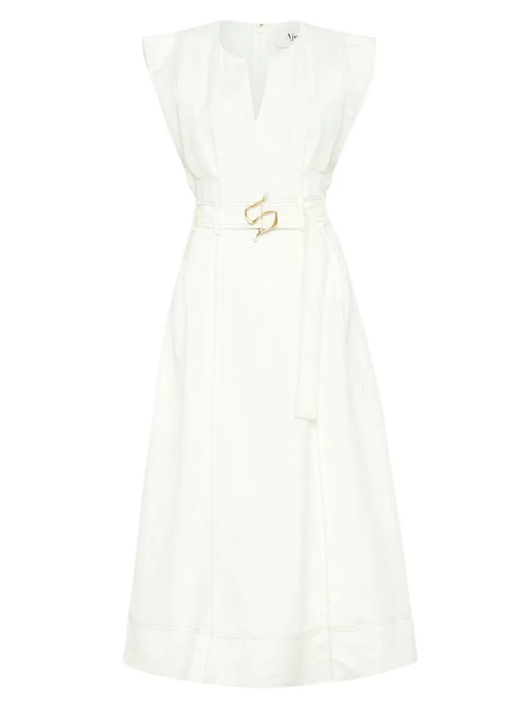 Aje  Beacon Structured Midi Dress Cream Size 10 for rent on The Volte - main image