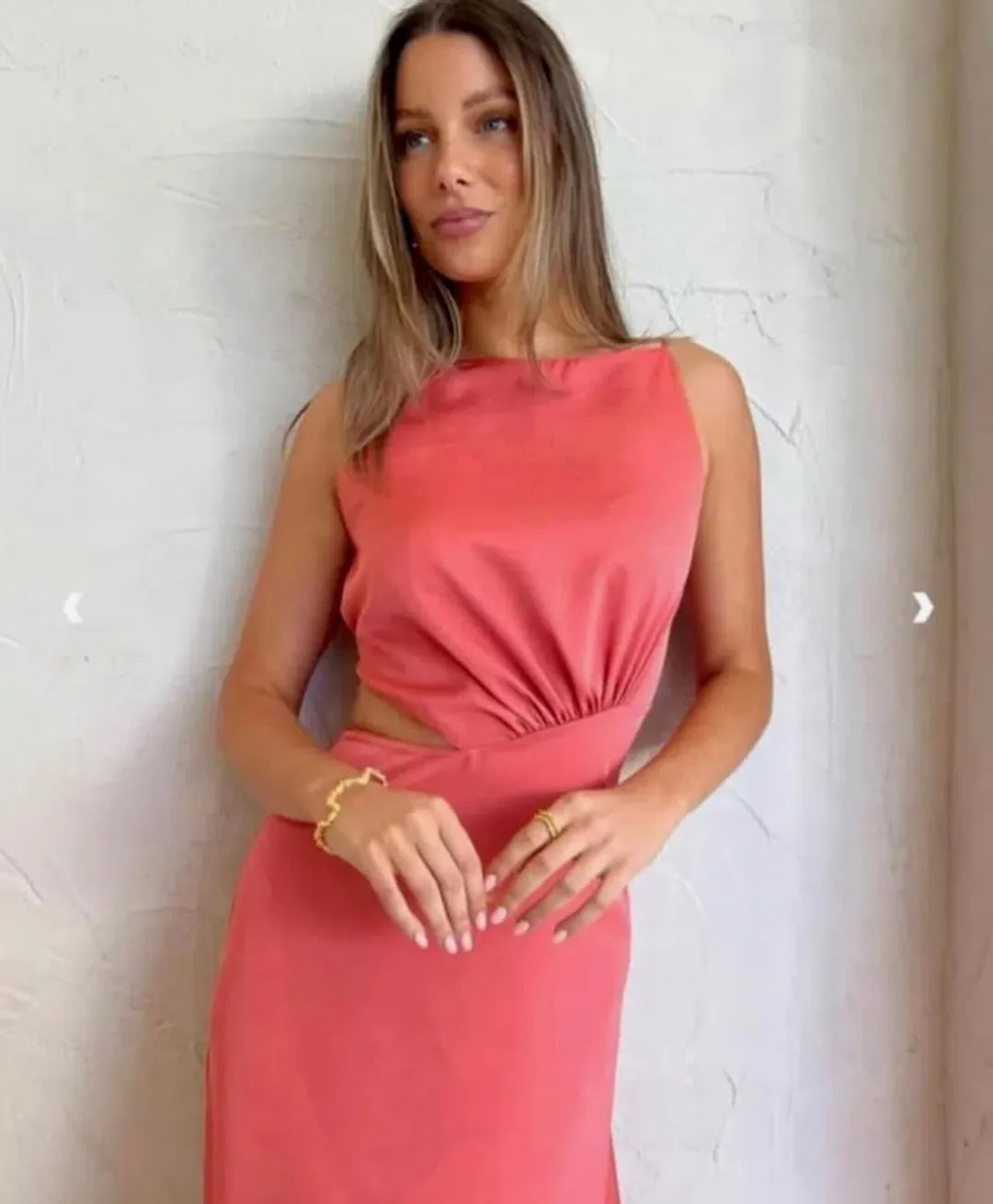 One Fell Swoop Essence Maxi Dress grapefruit Size 10 for rent on The Volte - main image