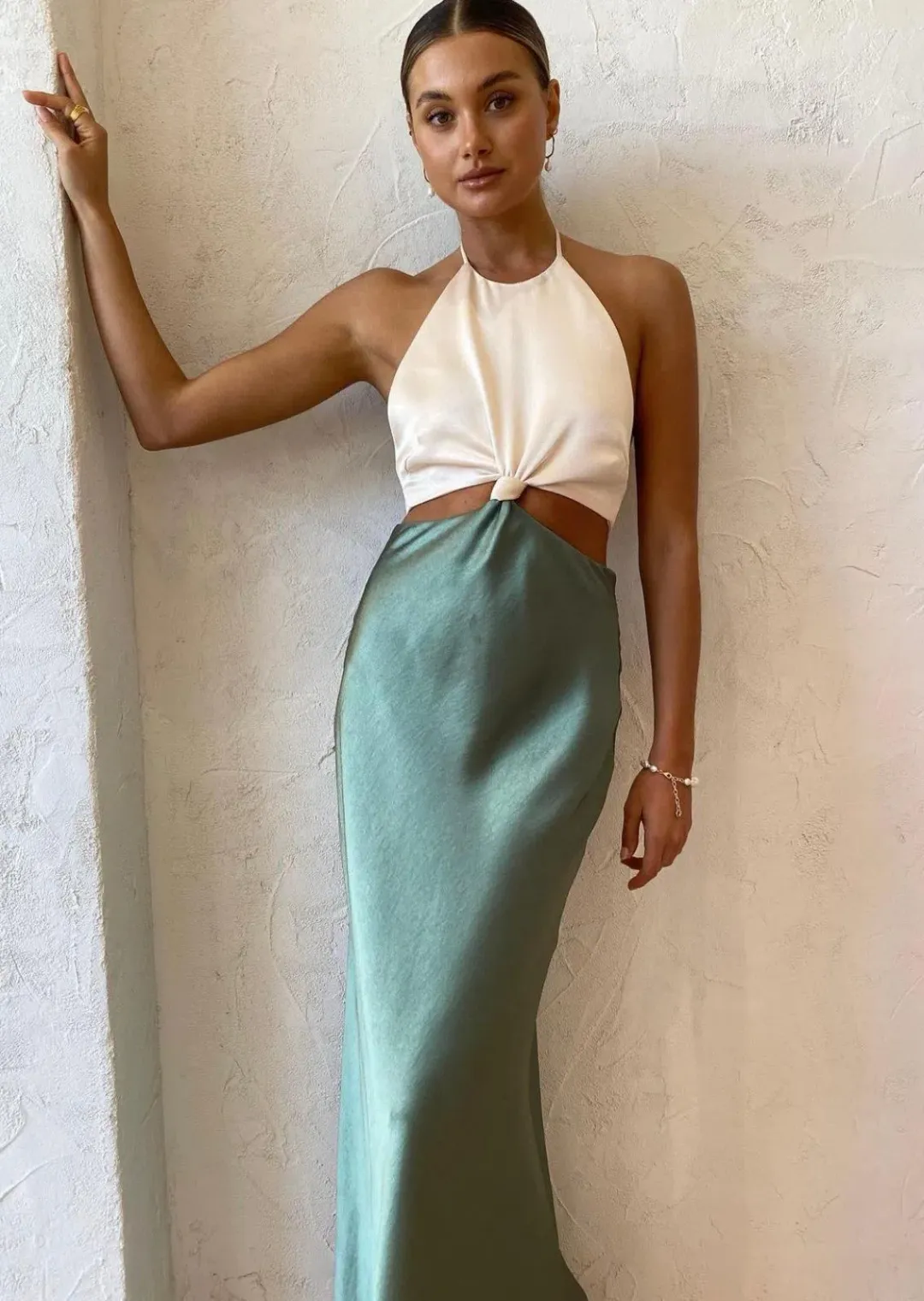 Bec & Bridge Carrie Halter Maxi Dress Multi Green Size 10 for rent on The Volte - main image