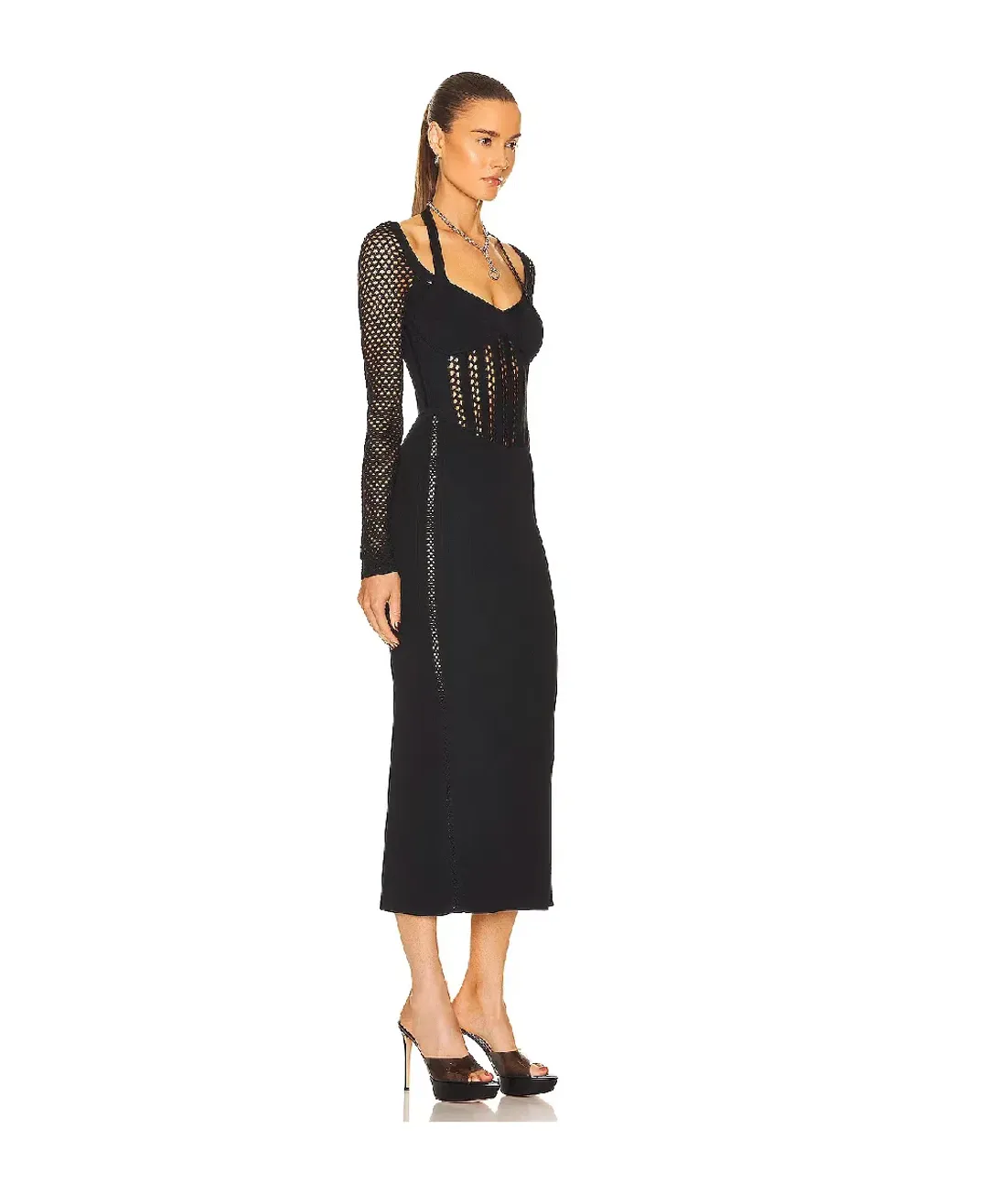 Dion Lee Column Corset Dress Black Size 8 for rent on The Volte - main image