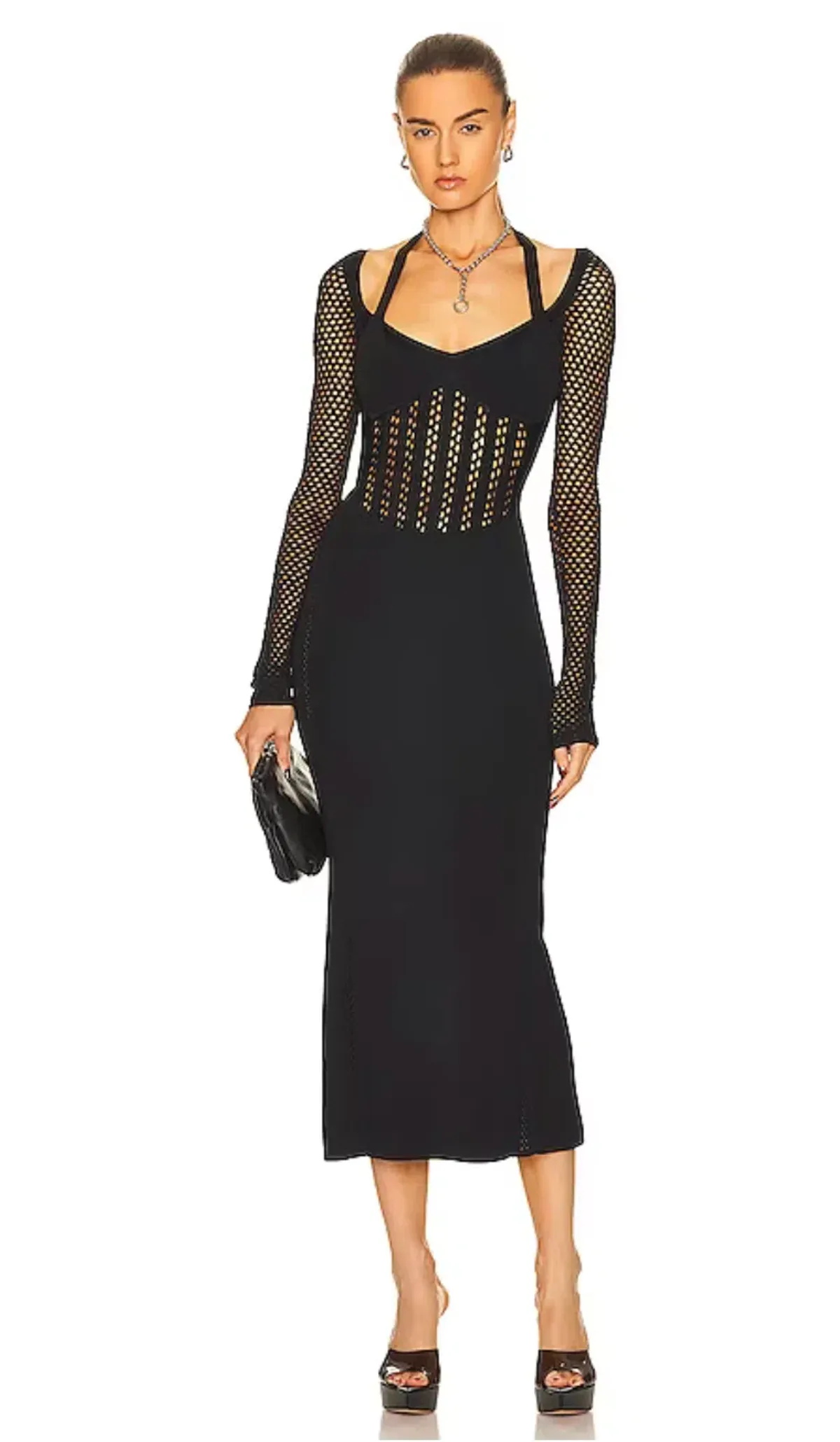 Dion Lee Column Corset Dress Black Size 8 for rent on The Volte - main image