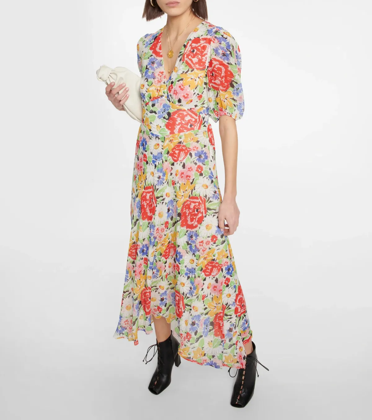Rixo Corrine Midi Dress Floral Size AU 12  for rent on The Volte - main image