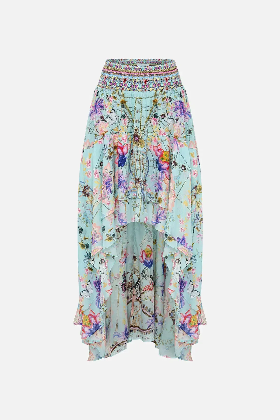 Camilla Double Layer Hem Skirt Love Web Print Size AU 8 for rent on The Volte - main image