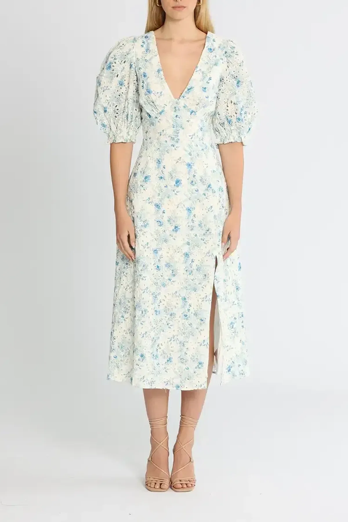 Mink Pink Zephyr Midi Dress Blue Print size 16 for rent on The Volte - main image