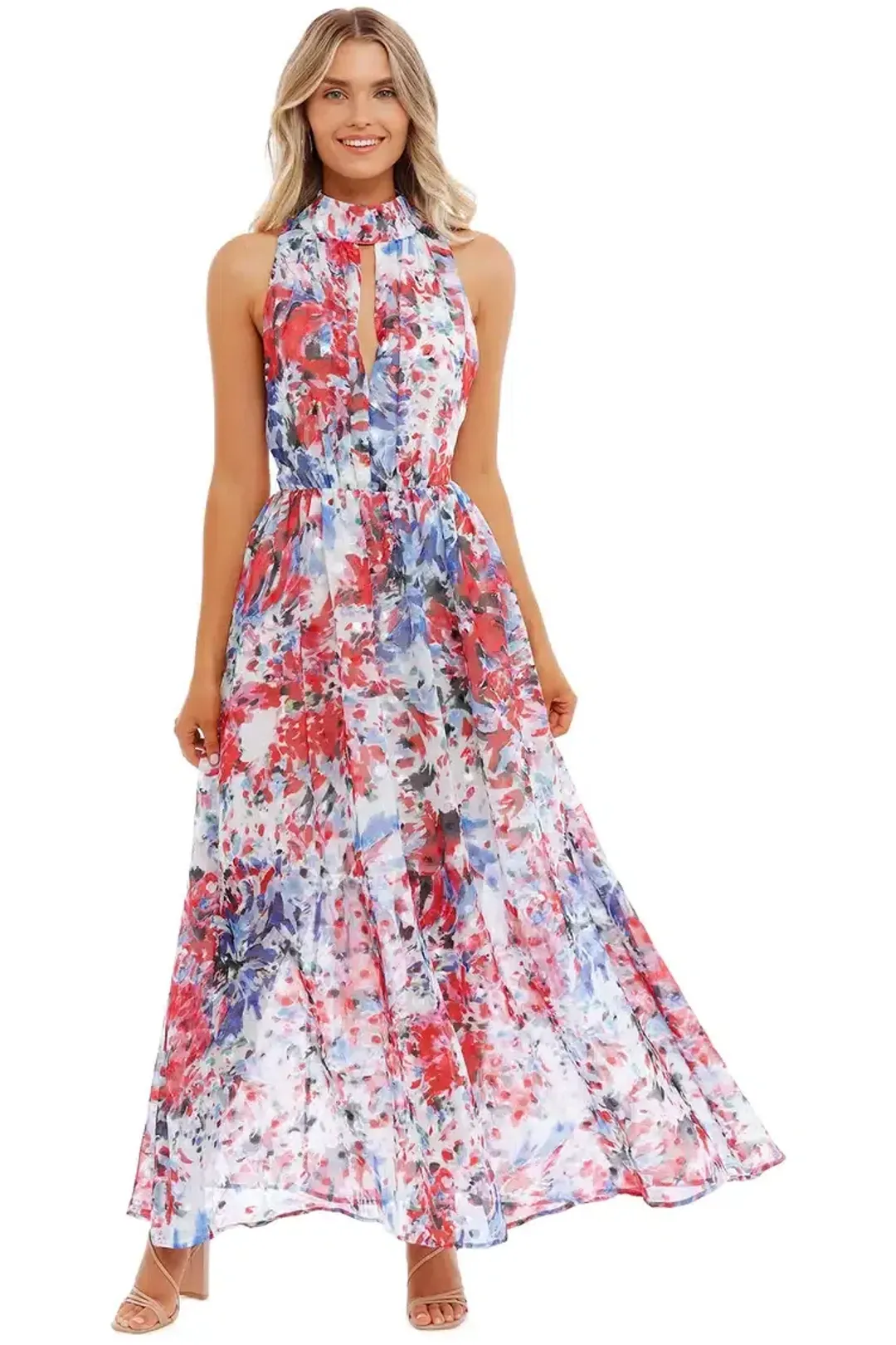 Sofia Irina Halter Gown Spring Flora Multi Print size 10 for rent on The Volte - main image