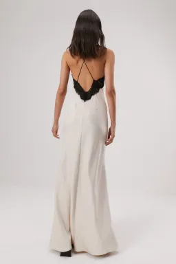 MISHA Eanna Lace Trim Slip Satin Maxi Dress Cream Size 10/M for rent on The Volte - image 2